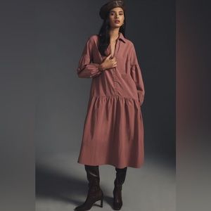 ✨ Anthropologie Button-Front Taffeta Dress Sz M